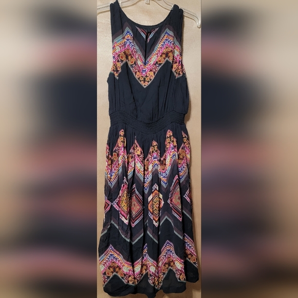 New Tanvi Kedia Anthropologie Dress Embroidered Chevron Midi V-Neck Rayon Boho - Picture 5 of 11